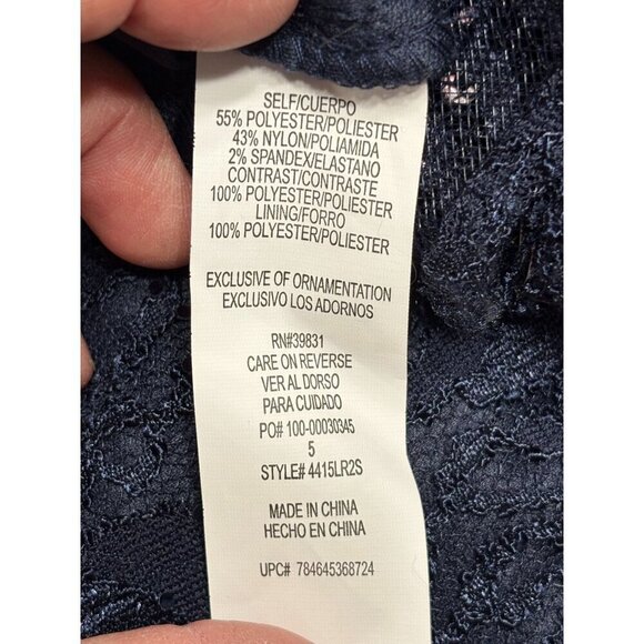 My Michelle Size 5 Sleeveless Navy Lace Sequin Gown Rhinestone Sheer Back NEW - Picture 11 of 12